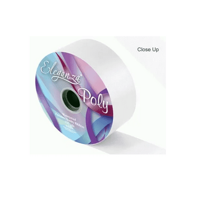 White Poly Ribbon 50mm x  91m (Eleganza) 1pc