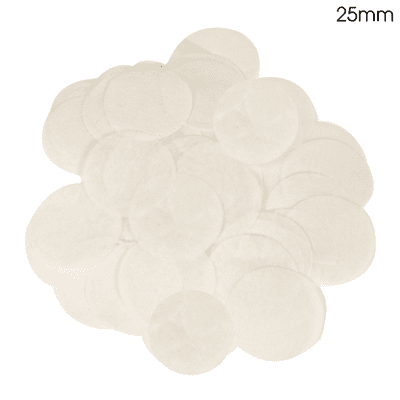 White Tissue Paper Confetti | 25mm Round | 100g Bag