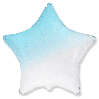 White To Blue Gradient Star Foil Balloon 1pc (Flexmetal 18