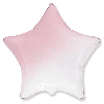White To Pink Gradient Star Foil Balloon 1pc (Flexmetal 18