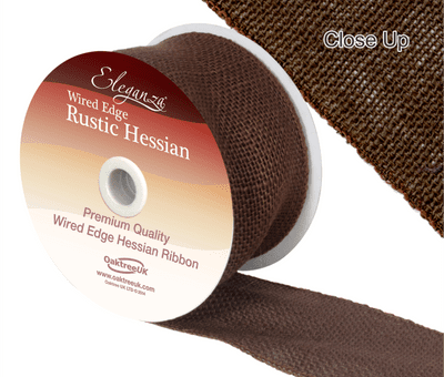 Wired Rustic Hessian Chocolate Ribbon 70mm x 9.1m (Eleganza) 1pc