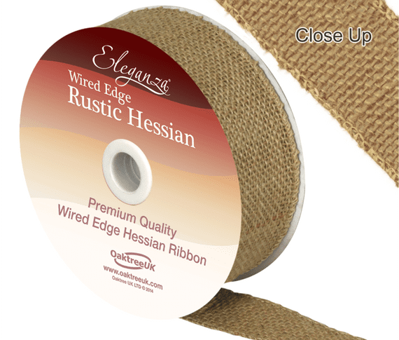 Wired Rustic Hessian Natural Ribbon 32mm x 9.1m 