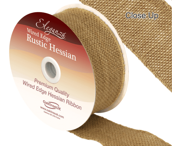 Wired Rustic Hessian Natural Ribbon 50mm x 9.1m