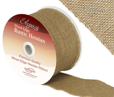 Wired Rustic Hessian Natural Ribbon 70mm x 9.1m (Eleganza) 1pc
