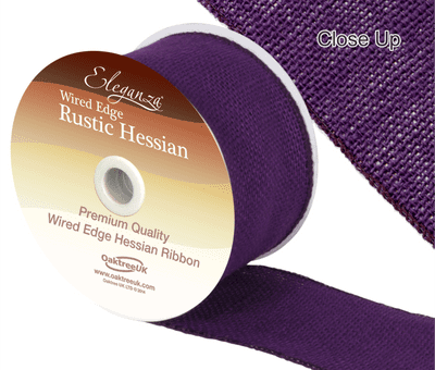 Wired Rustic Hessian Purple Ribbon 70mm x 9.1m (Eleganza) 1pc