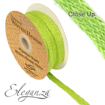 Woven Hessian Apple Green Ribbon 10mm x 10m (Eleganza) 1pc