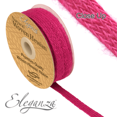 Woven Hessian Fuchsia Ribbon 10mm x 10m (Eleganza) 1pc