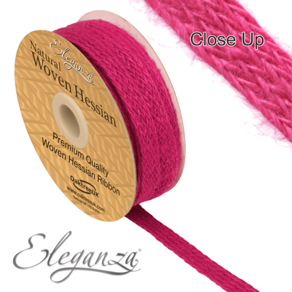 Eleganza Fuchsia Woven Hessian Ribbon 10mm x 10m