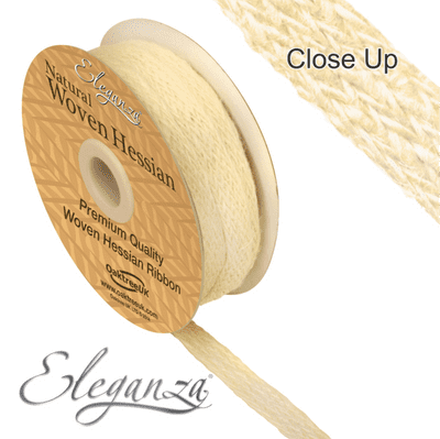 Woven Hessian Ivory Ribbon 10mm x 10m (Eleganza) 1pc