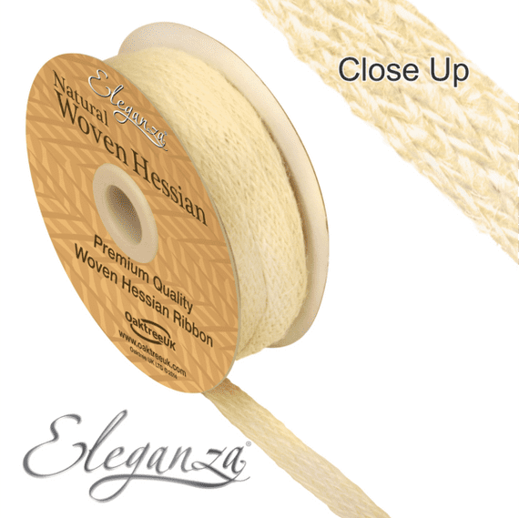 Eleganza Ivory Woven Hessian Ribbon 10mm x 10m