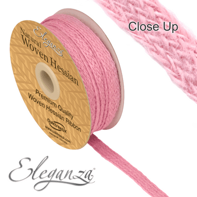 Woven Hessian Light Pink Ribbon 10mm x 10m (Eleganza) 1pc
