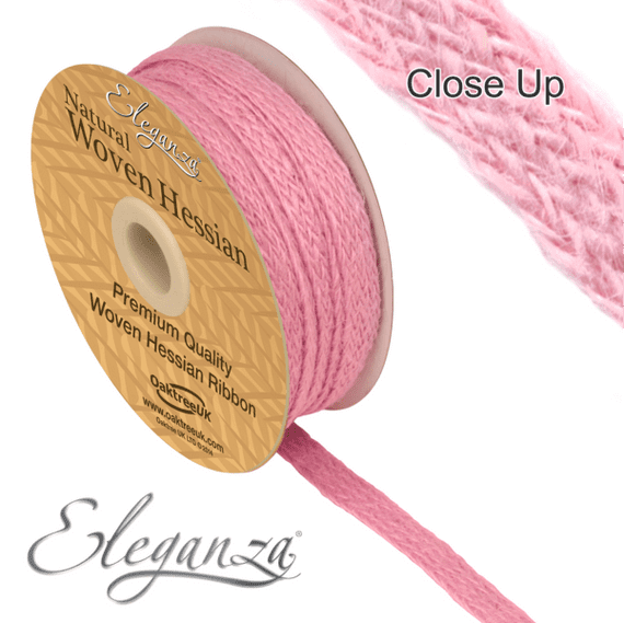 Eleganza Light Pink Woven Hessian Ribbon 10mm x 10m