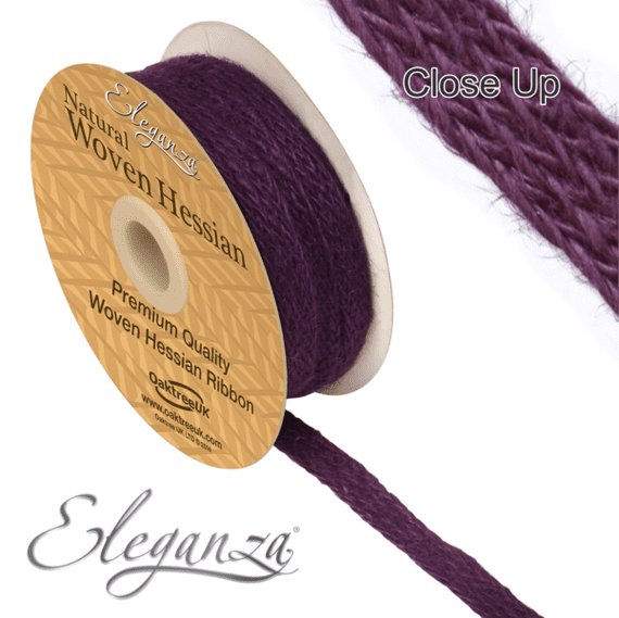 Eleganza Purple Woven Hessian Ribbon 10mm x 10m