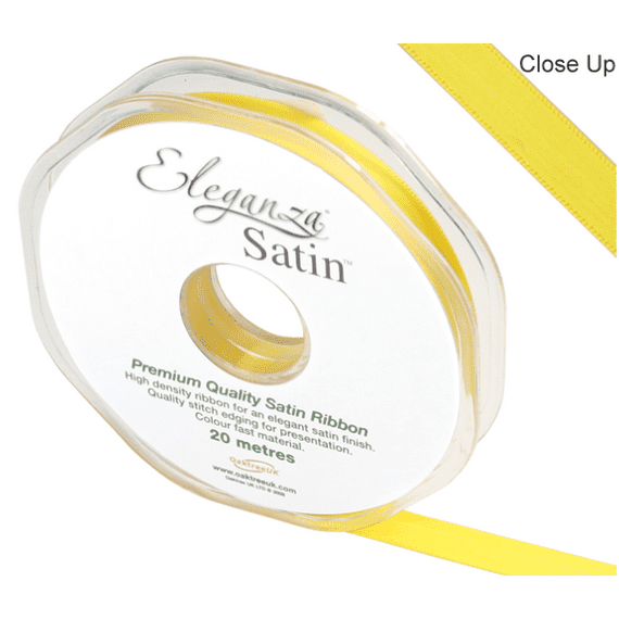 Yellow Double Faced Satin Ribbon 10mm x 20m | Free Delivery