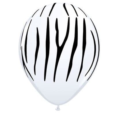 Zebra Balloons (White & Black Ink) - 11 Inch Balloons 25pcs