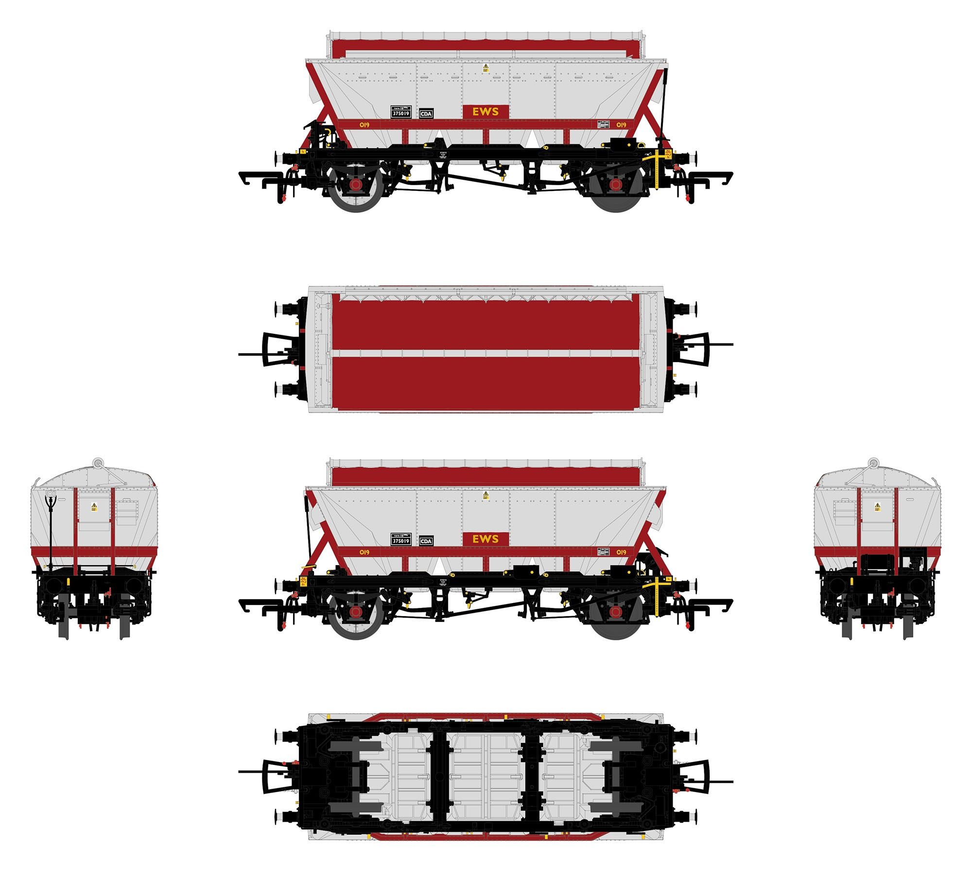 Accurascale ACC2531CDA-EWS2: 'CDA' Hoppers, EWS, 3-Wagon Pack, Pack 2