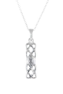 .925 Sterling Silver Pendant & Necklace Gift Boxed Birthstone April White Topaz