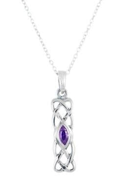 .925 Sterling Silver Pendant & Necklace Gift Boxed Birthstone February Amethyst