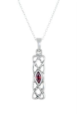 .925 Sterling Silver Pendant & Necklace Gift Boxed Birthstone January Garnet