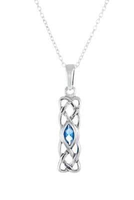 .925 Sterling Silver Pendant & Necklace Gift Boxed Birthstone September Sapphire
