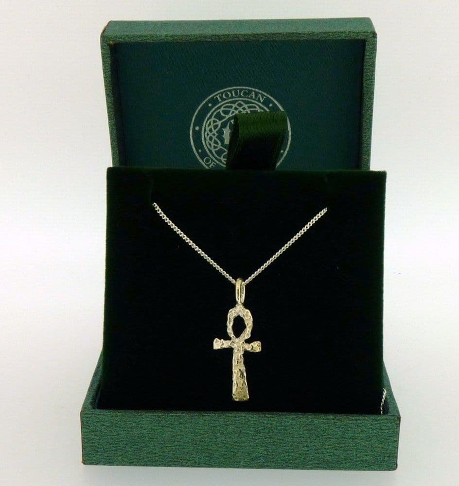 .925 Sterling Silver Pendant & Necklace Gift Boxed Worn Look Cross Pendant