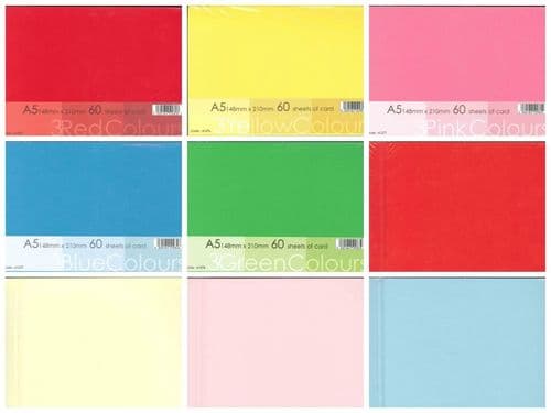 Card Craft A5 Various 3 Shaded Coloured Blank Card Packs of 60
