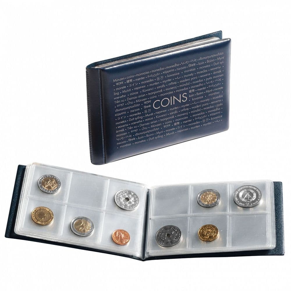 Coin Storage Wallet ROUTE with 8 Coin Sheets each for 6 Coins Blue
