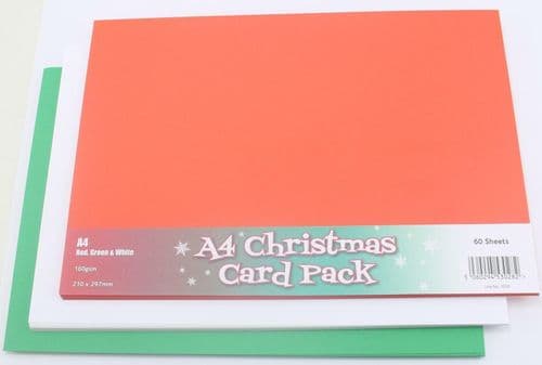 Craft UK 1030 Christmas cards white red & green a4 size pack of 60