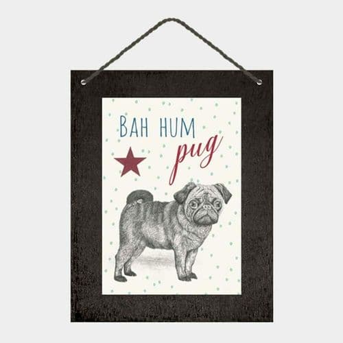 East of India Pug hanging Christmas Decoration 'Bah Hum Pug'