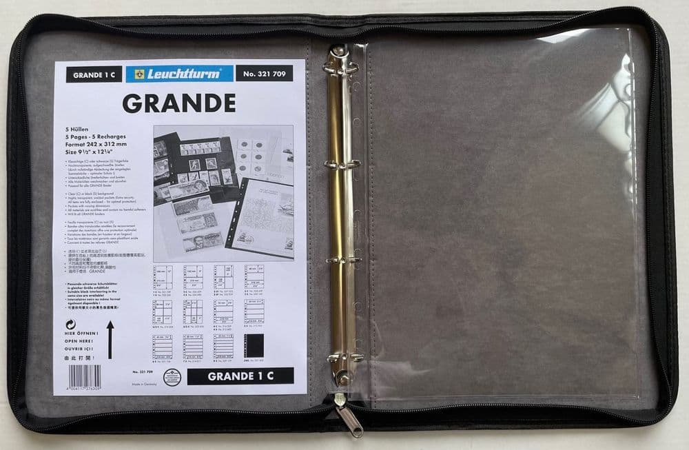 Kurt Lighthouse Grande banknote album with 5 pages zipped black faux leather