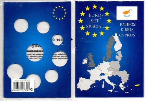 Lighthouse Euro Coin Display Card For Cyprus Euro 8 Coin Set 1 Cent To 2 Euro