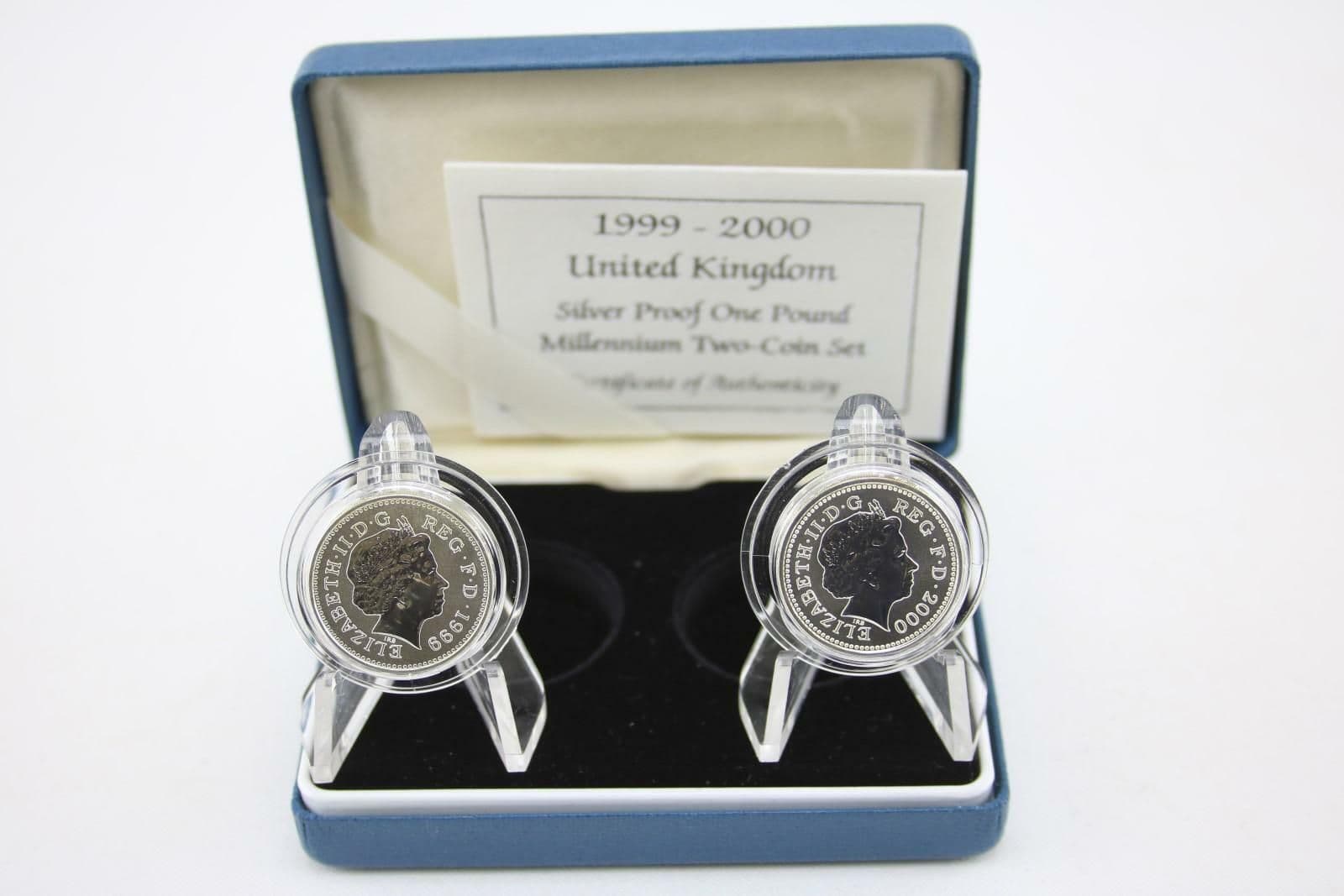 Rare silver proof 2 x 1 set reverse frosting 1999 2000