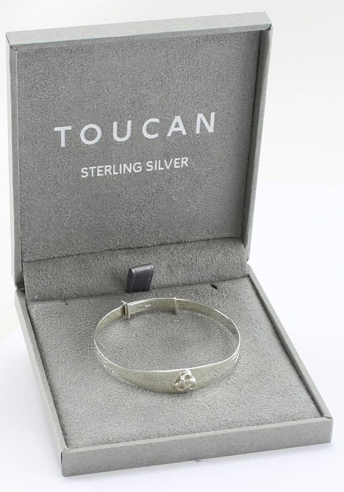 Sterling Silver Toucan Baby Christening Bangle