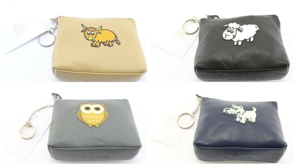 Toucan of Scotland Genuine Leather Scottish Animal Coin Purse with Keyring