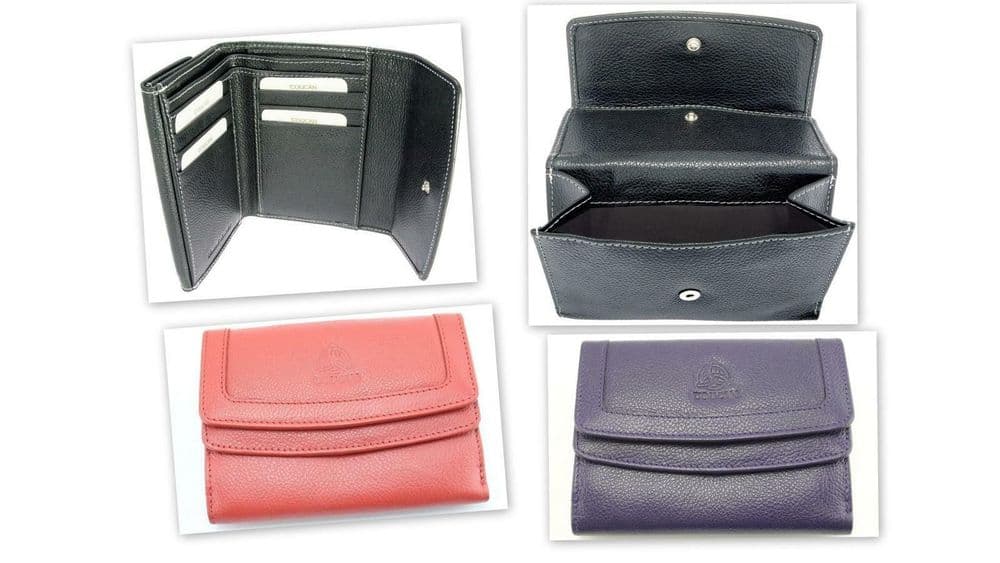 Toucan of Scotland Genuine Leather Women's Coin Credit Card Note Button Purse
