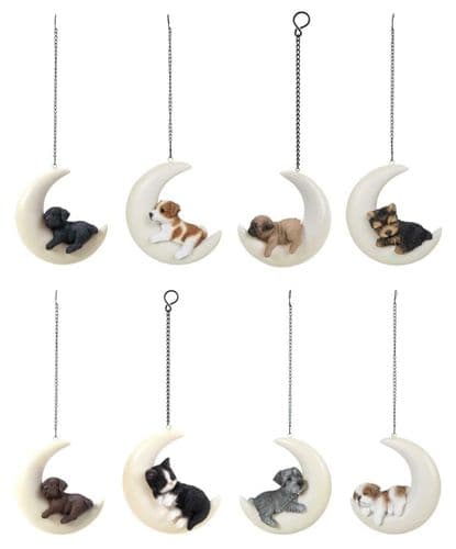 Vivid Arts Hanging Moon Pet Pals Decor Christmas Tree Ornament Pug Kitten Cute
