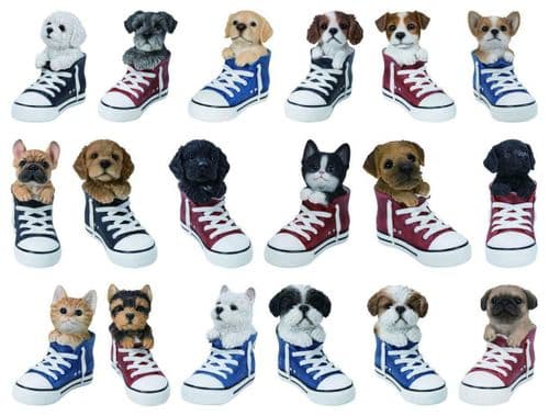 Vivid Arts Realistic Cute Puppy Ornaments Sport Shoe Resin Material Pug Frenchie