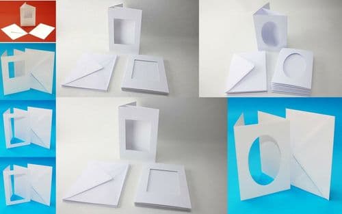 White Hammered and Smooth Aperture Cards A5/A6 Craft UK
