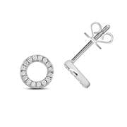 0.12ct Diamond set circle stud 9ct white gold stud earrings