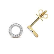 0.12ct Diamond set circle stud 9ct yellow gold stud earrings