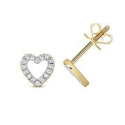 0.12ct Diamond set Heart stud 9ct gold stud earrings