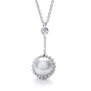 17 inch Sterling Silver J-Jaz Swarovski Pearl Drop Necklace