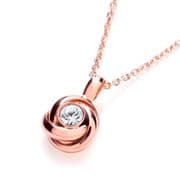 17" Rose gold plated Sterling silver J-Jaz Cubic Zirconia Knot Necklace