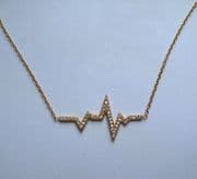 18" 46cm Gold plated Sterling silver Cubic Zirconia Pulse Necklace 2.1g