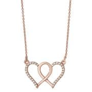 18" 46cm Rose gold plated Sterling silver cubic Zirconia linked hearts Necklace