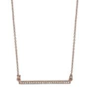 18" Rose Gold plated Sterling silver Cubic Zirconia Bar Necklace