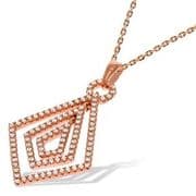 18" Rose gold plated sterling silver Cubic Zirconia Fancy J-Jaz Pendant and chain