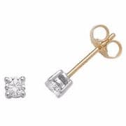 18ct Gold Four claw Prong set Round Diamond stud Earrings 1ct TCW 1/5th CT