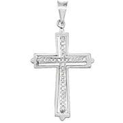 18ct white Gold 0.07ct Diamond set flared cross pendant