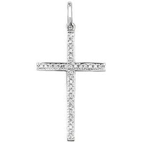18ct white Gold 0.09ct Diamond set cross pendant